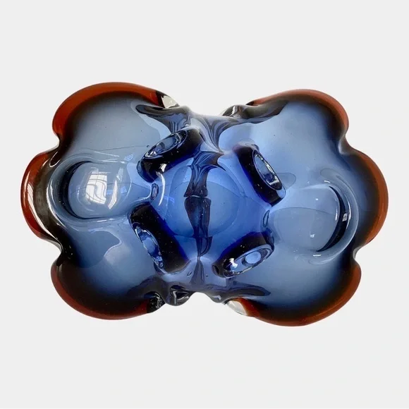 Royal Gallery Art Glass Basket Blue And Mulberry Purple Czech Republic Poland - Picture 12 of 15